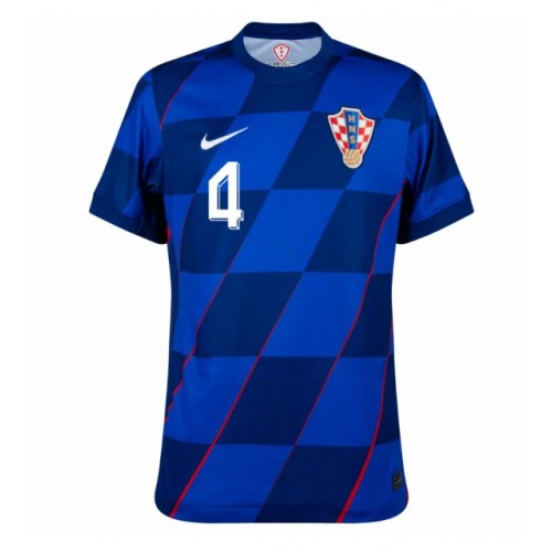 Echipament fotbal Croaţia Josko Gvardiol #4 Tricou Deplasare European 2024 maneca scurta Echipament fotbal Croaţia Josko Gvardiol #4 Tricou Deplasare European 2024 maneca scurta